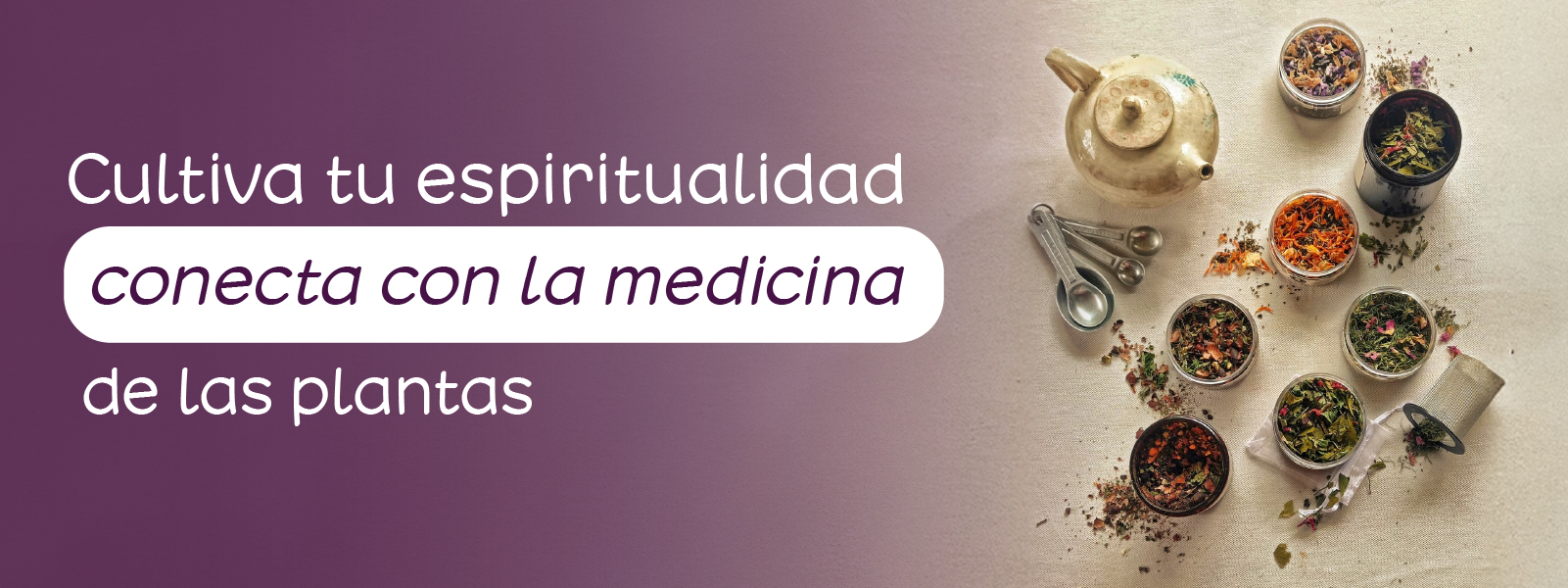 Elementos naturales con kit de infusiones mensaje cultiva tu espiritualidad conecta con la medicina de las plantas